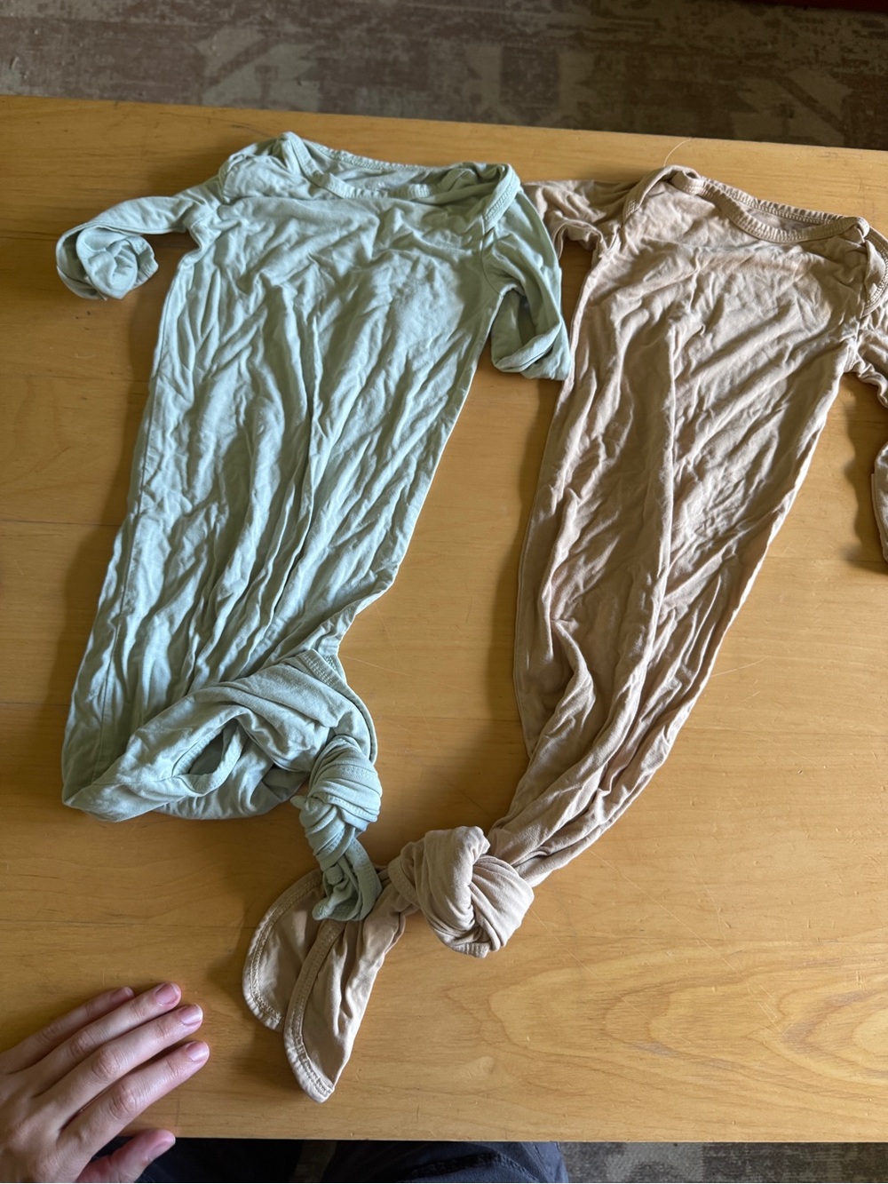 Kids Knotted Nightgown Sleep Sack - Sage Green and Light Brown